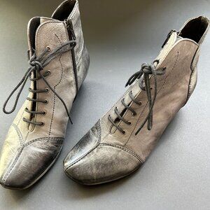 Fidji Boots, Brand New "Vintage" Look, Size 37, Rich Black and Grey Leather